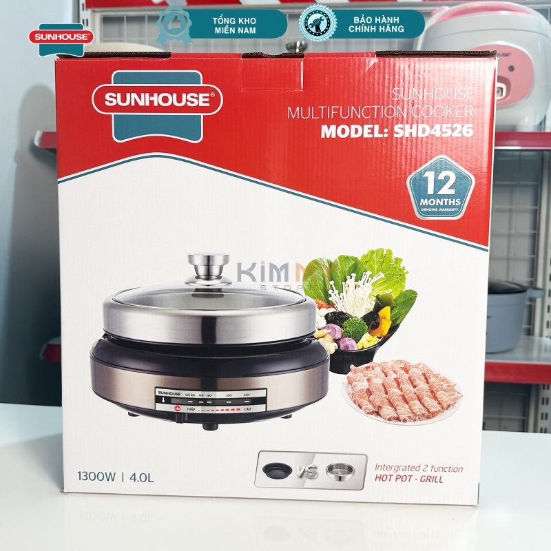 Nồi lẩu nướng đa năng 4L - Lòng nồi INOX - Sunhouse SHD4526